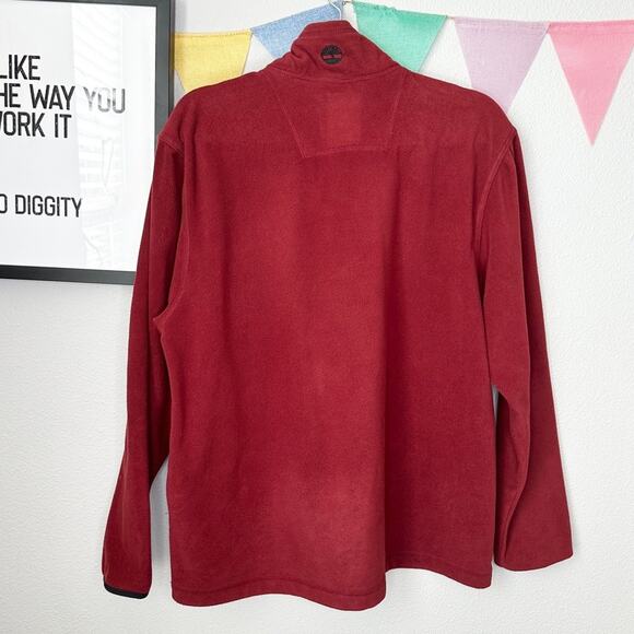 Timberland Burgundy Fleece 1/2 Zip Pullover Jacket | M - Picture 2 of 4